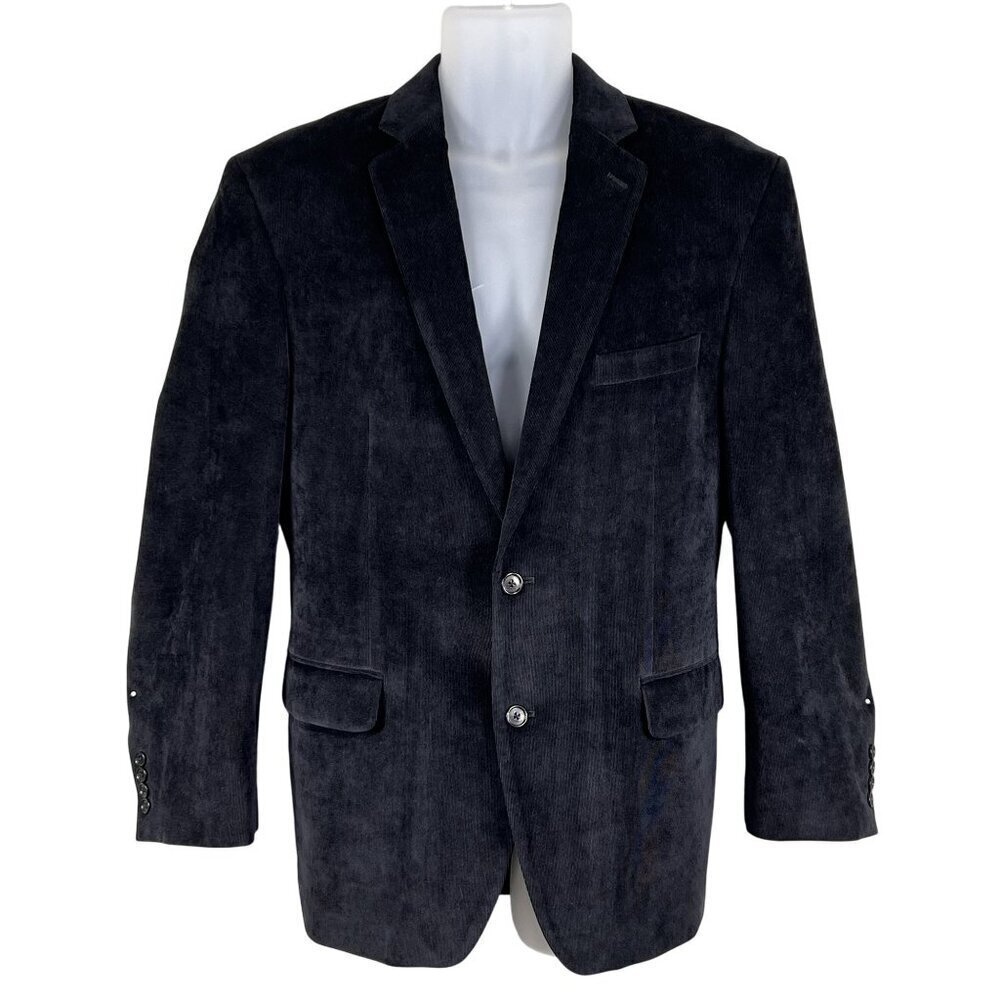 Calvin Klein Men 42R Black Corduroy Sport Coat Double Vented Timeless Minimalist